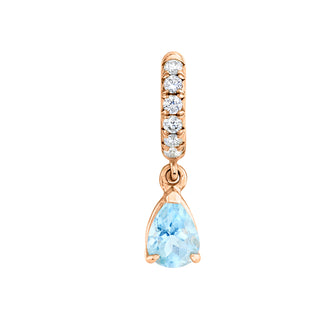Aquamarine Water Drop French Pavé Goddess Hoops Rose Gold Single  by Logan Hollowell Jewelry