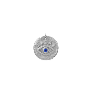Sapphire Baby Eye of Protection Coin Charm White Gold   by Logan Hollowell Jewelry