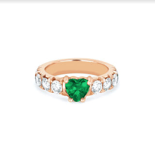 French Pavé Queen Cloud Fit Band with Emerald Heart Center 2.5 Rose Gold  by Logan Hollowell Jewelry