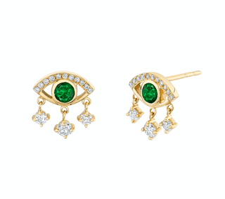 Emerald Eye of Emotions Studs Pair Yellow Gold  by Logan Hollowell Jewelry
