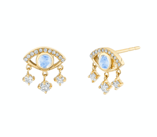 Moonstone Eye of Emotions Studs Pair Yellow Gold  by Logan Hollowell Jewelry