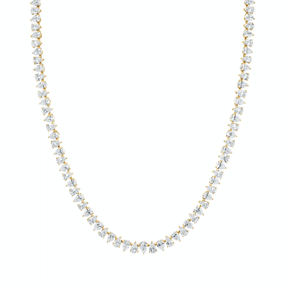 Reverse Water Drop Natural or Lab Created Diamond Tennis Necklace 14" Yellow Gold Natural by Logan Hollowell Jewelry