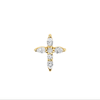 Mini Diamond Faith Stud Yellow Gold Single Earring  by Logan Hollowell Jewelry