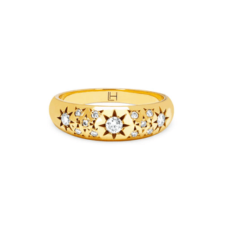 Pavé Star Set Rounded Ring Yellow Gold 4  by Logan Hollowell Jewelry