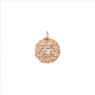 Baby Bee Coin Charm with Single Diamond Rose Gold   by Logan Hollowell Jewelry