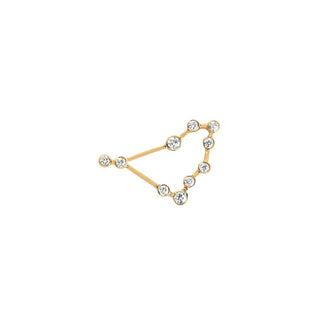 Baby Capricorn Diamond Constellation Studs Yellow Gold Single Right  by Logan Hollowell Jewelry