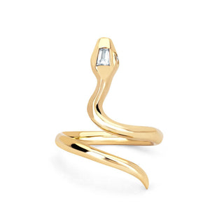Kundalini Snake Wrap Ring with Diamond Head Yellow Gold 3  by Logan Hollowell Jewelry