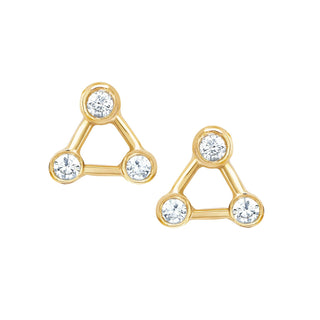 Mini Summer Triangle Diamond Constellation Earrings Pair Yellow Gold  by Logan Hollowell Jewelry