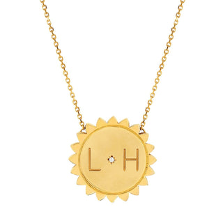 Custom Classic "You Are My Sunshine" Necklace Solid with Star Set Diamond Yellow Gold 16"  by Logan Hollowell Jewelry
