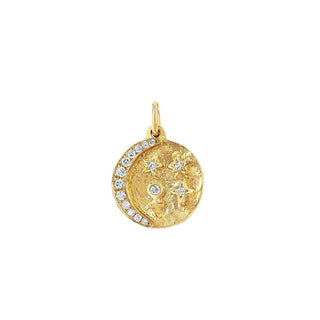 Baby Divine Feminine Alchemy Coin Charm Yellow Gold   by Logan Hollowell Jewelry