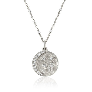 Baby Divine Feminine Alchemy Coin Necklace White Gold 16"  by Logan Hollowell Jewelry