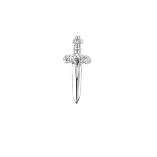 Dagger Studs with Diamonds Single White Gold  by Logan Hollowell Jewelry