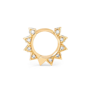 Diamond Unity Sun Hoops Single Yellow Gold  by Logan Hollowell Jewelry