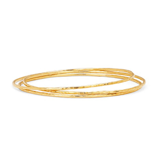 Wilderness Hammered Gold Bangle Set Trio Yellow Gold  by Logan Hollowell Jewelry