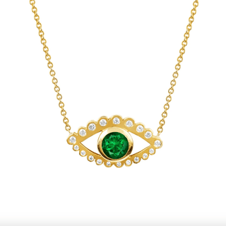 Third Eye Necklace Emerald Yellow Gold  by Logan Hollowell Jewelry
