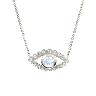 Third Eye Necklace Moonstone White Gold  by Logan Hollowell Jewelry