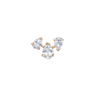 18k Reverse Triple Water Drop Diamond Studs Rose Gold Single  by Logan Hollowell Jewelry