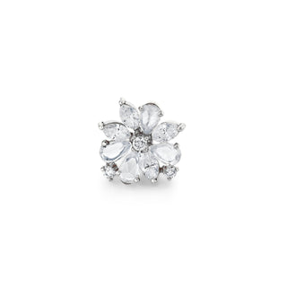 Eternal Jardin Rose Cut Fancy Diamond Flower Studs White Gold Single  by Logan Hollowell Jewelry