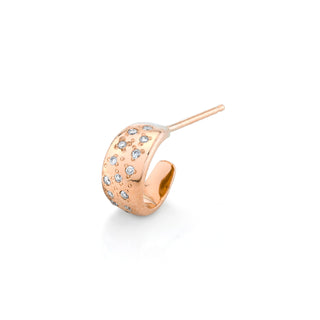 Mini Gold Hoop Studs with Sprinkled Diamonds Rose Gold Single  by Logan Hollowell Jewelry
