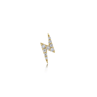 Mini Pavé Diamond Bolt Studs Single Yellow Gold  by Logan Hollowell Jewelry