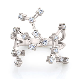 18k Prong Set Sagittarius Constellation Ring White Gold 3  by Logan Hollowell Jewelry
