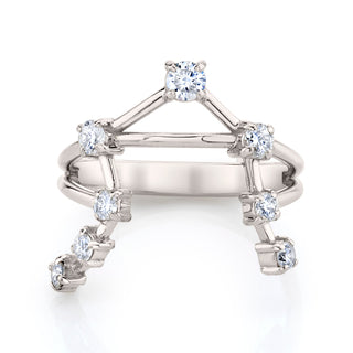 18k Prong Set Libra Constellation Ring White Gold 3  by Logan Hollowell Jewelry