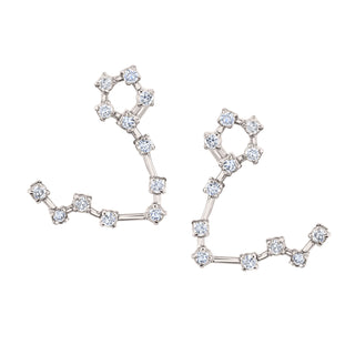 18k Prong Set Pisces Constellation Studs White Gold Pair  by Logan Hollowell Jewelry