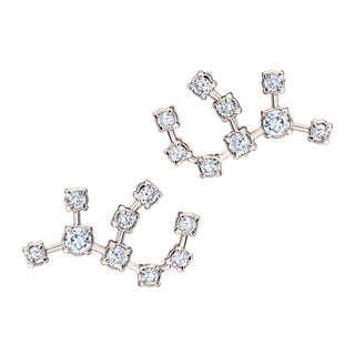 18k Prong Set Virgo Constellation Studs White Gold Pair  by Logan Hollowell Jewelry