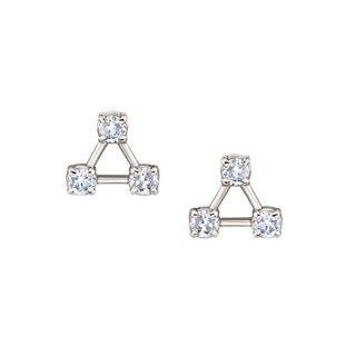18k Prong Summer Triangle Studs White Gold Pair  by Logan Hollowell Jewelry
