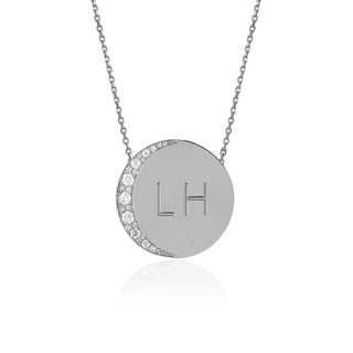 Custom Classic "Love You To The Moon and Back" Necklace with Diamonds White Gold 16" Without Star Set Diamond Center by Logan Hollowell Jewelry