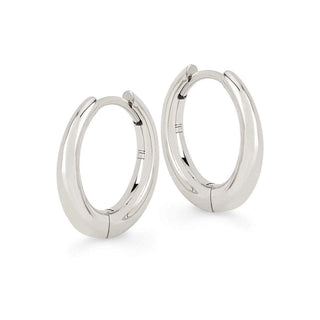 Solid Crescent Unity Hoops Pair White Gold  by Logan Hollowell Jewelry