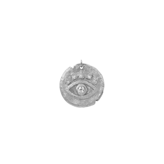 Diamond Baby Eye of Protection Coin Charm White Gold   by Logan Hollowell Jewelry