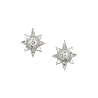 North Star Diamond Earrings White Gold Pair  by Logan Hollowell Jewelry