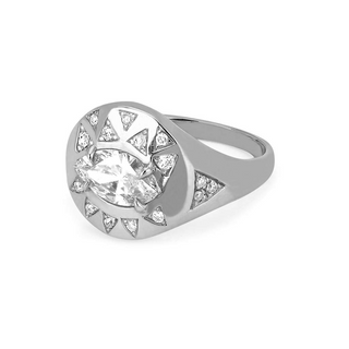 Diamond Angel Eye Signet Ring    by Logan Hollowell Jewelry