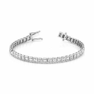 Emerald Cut Diamond Tennis Bracelet White Gold 6"  by Logan Hollowell Jewelry
