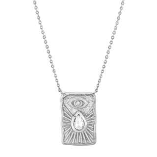 Angel Eye Shield Necklace White Gold 16"-18"  by Logan Hollowell Jewelry