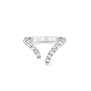French Pavé Diamond Tusk Ring 4.5 White Gold  by Logan Hollowell Jewelry