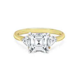 Asscher Cut Diamond Setting with Side Trillion Diamonds Yellow Gold   by Logan Hollowell Jewelry