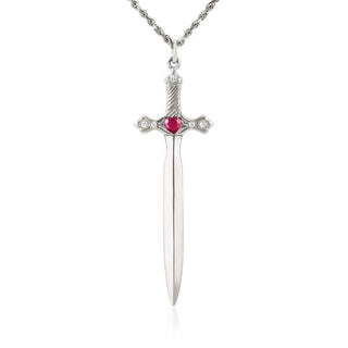 Sacred Heart Sword 18" White Gold  by Logan Hollowell Jewelry
