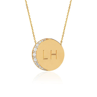 Custom Classic "Love You To The Moon and Back" Necklace with Diamonds Yellow Gold 16" Without Star Set Diamond Center by Logan Hollowell Jewelry