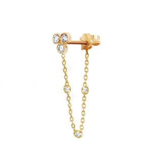 Star Shower 3 Diamond Bezel Chain Earring Single Yellow Gold  by Logan Hollowell Jewelry