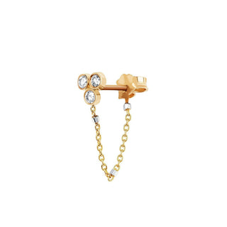 Star Shower 3 Diamond Twinkle Chain Earring Single Yellow Gold  by Logan Hollowell Jewelry