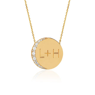 Custom Classic "Love You To The Moon and Back" Necklace with Diamonds Yellow Gold 16" '+ (plus sign) by Logan Hollowell Jewelry