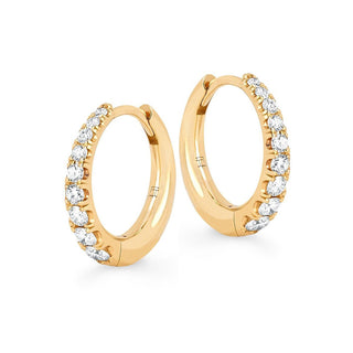 Crescent Pavé Unity Hoops Pair Yellow Gold  by Logan Hollowell Jewelry