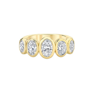 Graduated Oval Diamond Band 4 Yellow Gold 5 Diamond by Logan Hollowell Jewelry