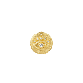 Diamond Baby Eye of Protection Coin Charm Yellow Gold   by Logan Hollowell Jewelry
