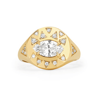 Diamond Angel Eye Signet Ring Yellow Gold 3  by Logan Hollowell Jewelry