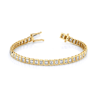Emerald Cut Diamond Tennis Bracelet Yellow Gold 6"  by Logan Hollowell Jewelry