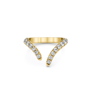 French Pavé Diamond Tusk Ring 4.5 Yellow Gold  by Logan Hollowell Jewelry