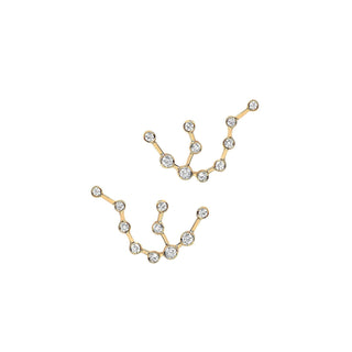 Baby Aquarius Constellation Studs Yellow Gold Pair  by Logan Hollowell Jewelry